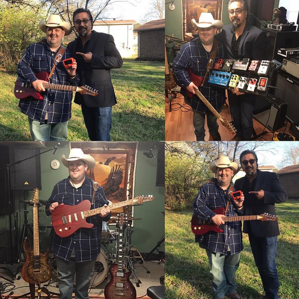 Great times hanging, interviewing Talking life & Gear and jammin with the legend GoGo Tuner Family artist Johnny Hiland @gogo_tuners #gogotunerfamily #gogotuners #guitarist @johnny.hiland @kieselcarvinguitars #pedaltuner @tac_england @eighth_degree -- with Johnny Hiland, Mike Mostert and England Smith.